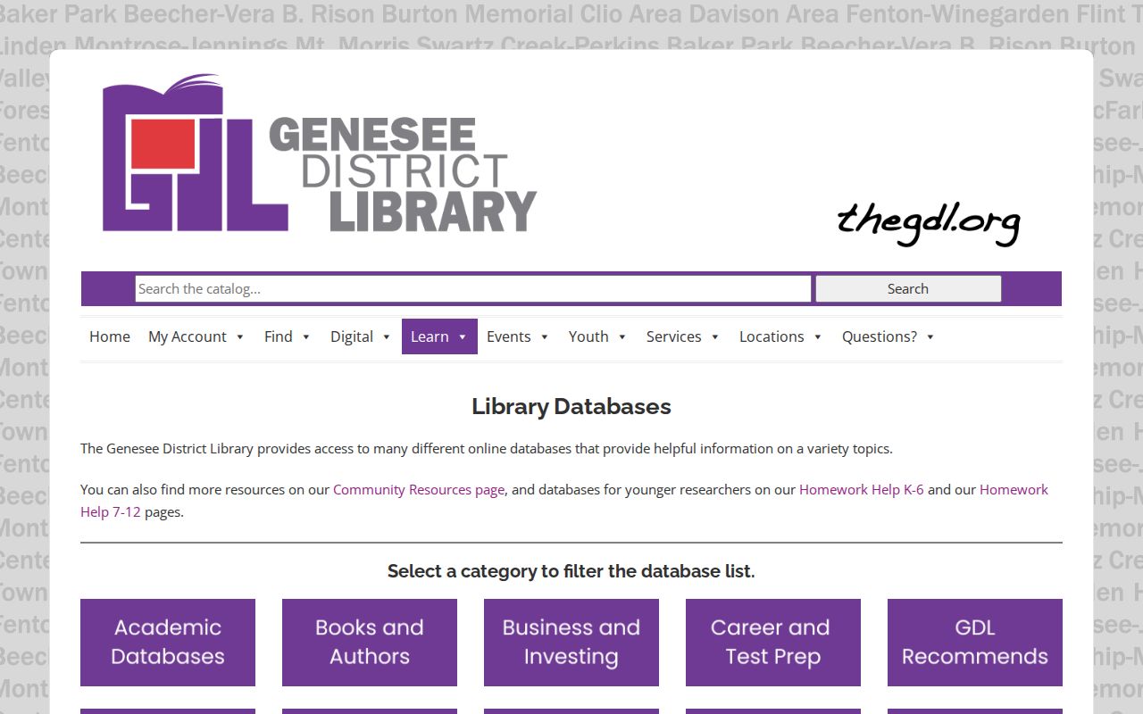 Davison Township city directory GDL databases for newspaper research