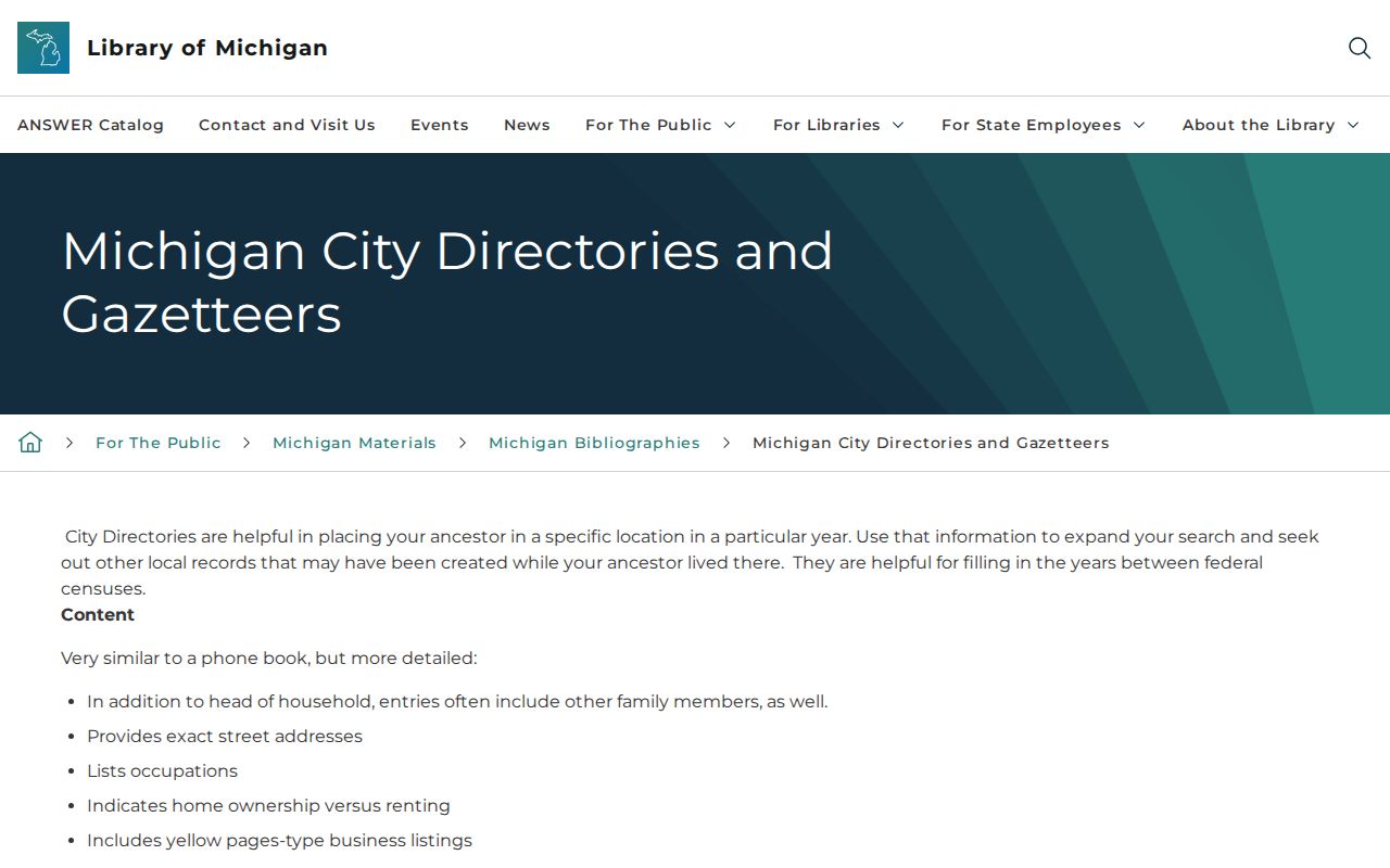 Davison Township city directory Library of Michigan collection guide