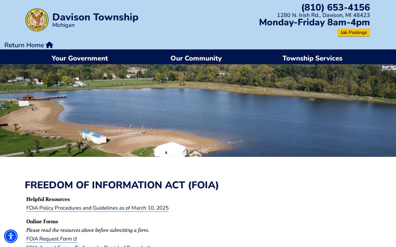Davison Township residents directory FOIA procedure page