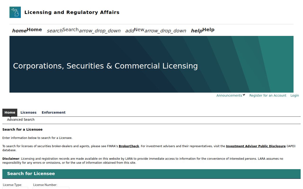 Davison Township residents directory Michigan professional license lookup form