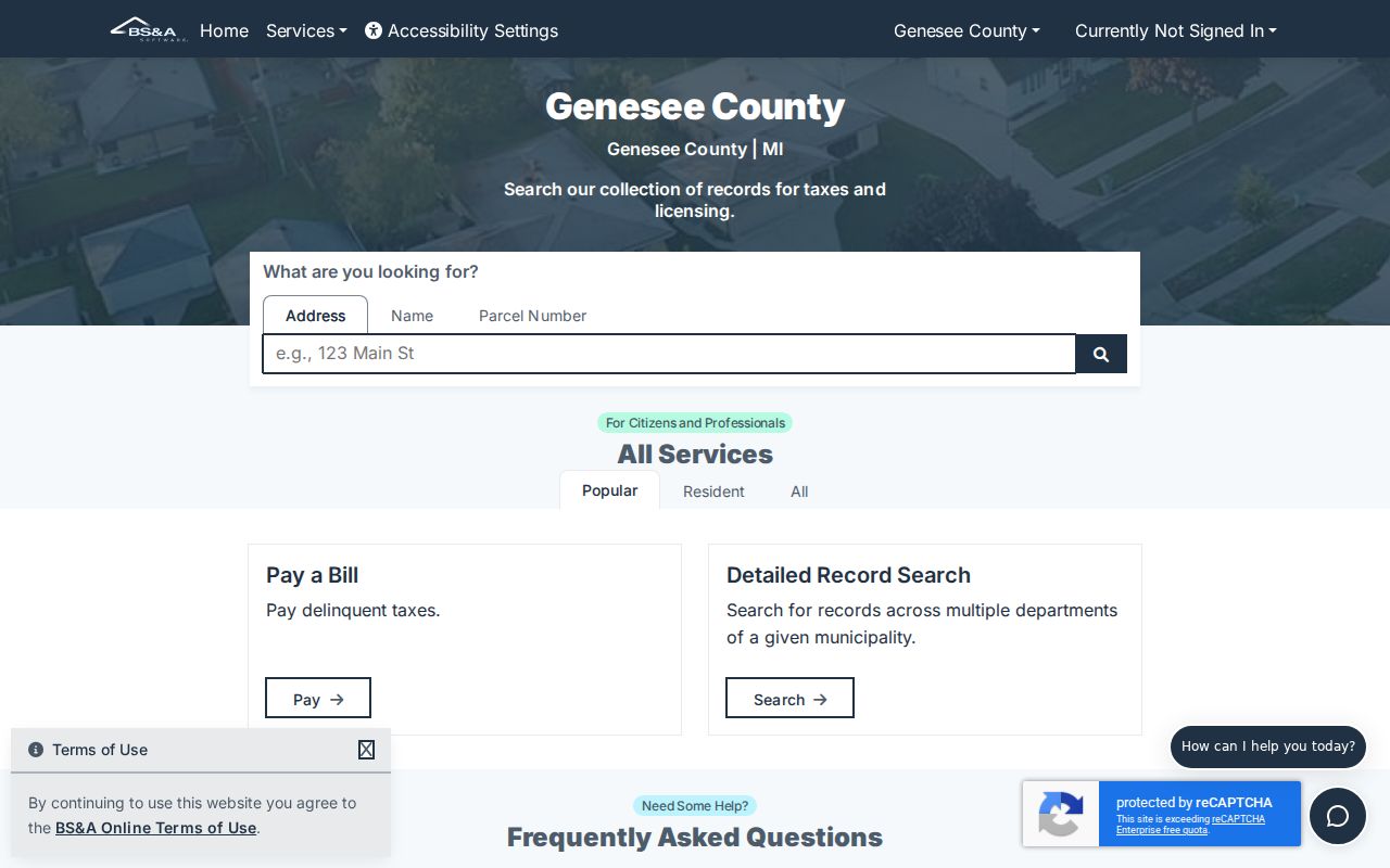 Davison Township street directory research using the Genesee County BS&A address, name, and parcel search